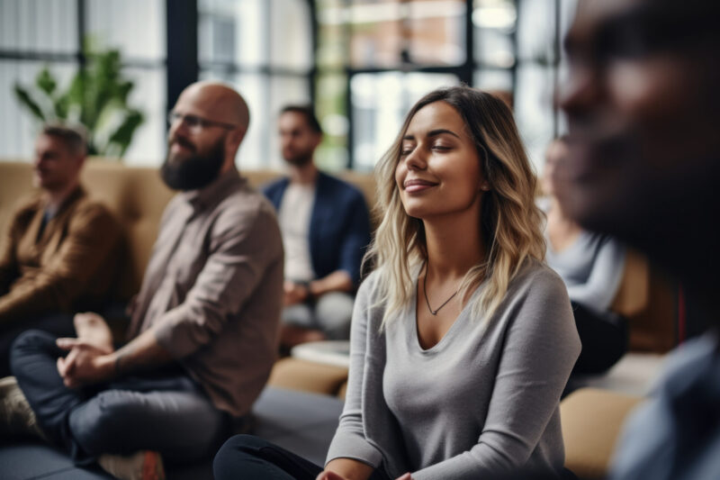 A Group Of Colleagues Participate In A Wellness Workshop, Embracing Strategies To Manage Stress And Promote Mental Wellbeing In The Workplace. Generative Ai. A Group Of Colleagues Participate In A Wellness Workshop, Embracing Strategies To Manage Stress And Promote Mental Wellbeing In The Workplace. Generative Ai.
