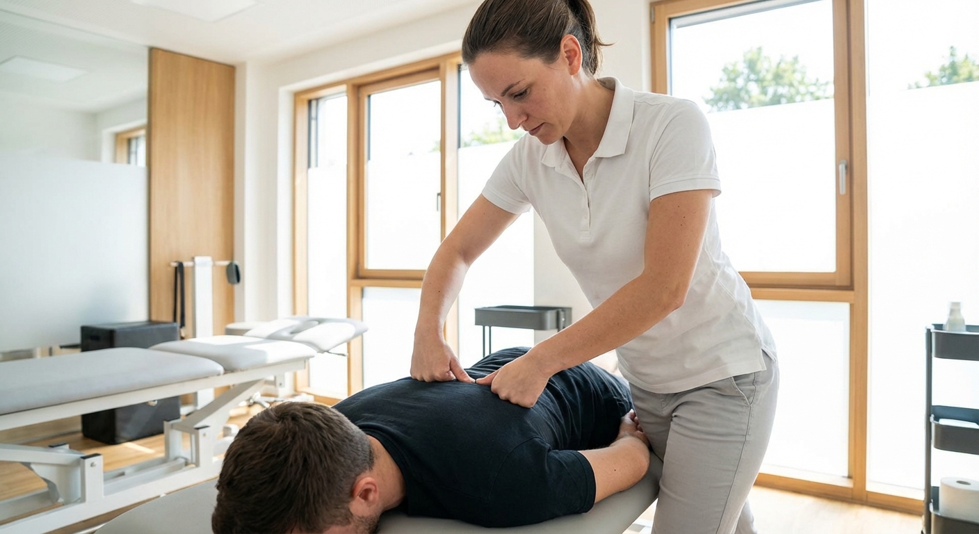 Triggerpunkttherapie bei novavital Hennef – Therapeutin behandelt Schulter gezielt